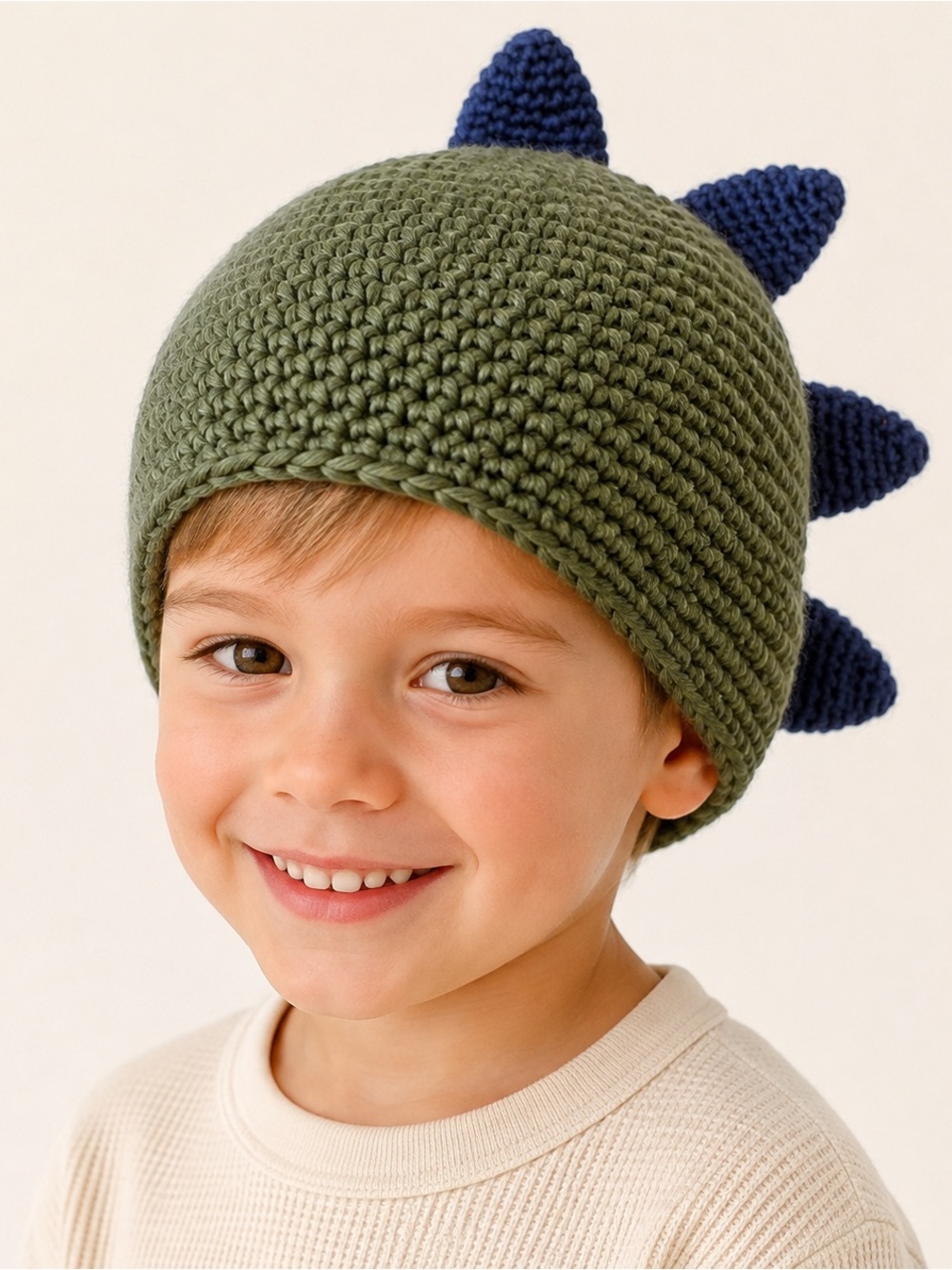 Krochet Kids Intl Handmade Dinosaur Beanie Green Blue Spikes